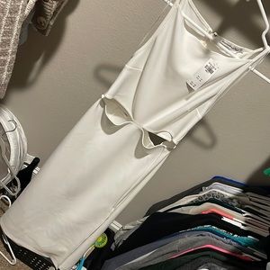 Abercrombie white body con midi dress with cutouts and high slit